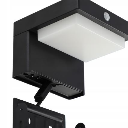 LED saulės lauko sieninis šviestuvas su jutikliu LED/5W/3,7V 2000 mAh IP44 juodas