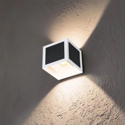 LED saulės sieninis šviestuvas su jutikliu LED/9W/3,7V 3000/4000/6000K IP65 2600 mAh baltas