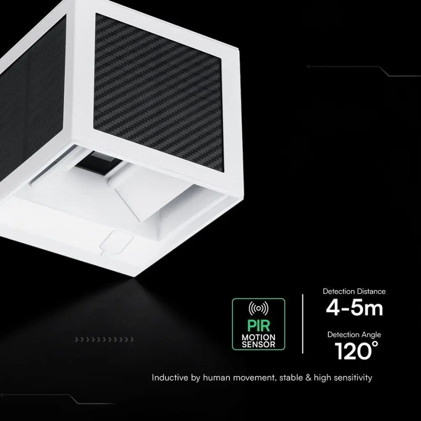 LED saulės sieninis šviestuvas su jutikliu LED/9W/3,7V 3000/4000/6000K IP65 2600 mAh baltas