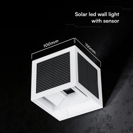 LED saulės sieninis šviestuvas su jutikliu LED/9W/3,7V 3000/4000/6000K IP65 2600 mAh baltas