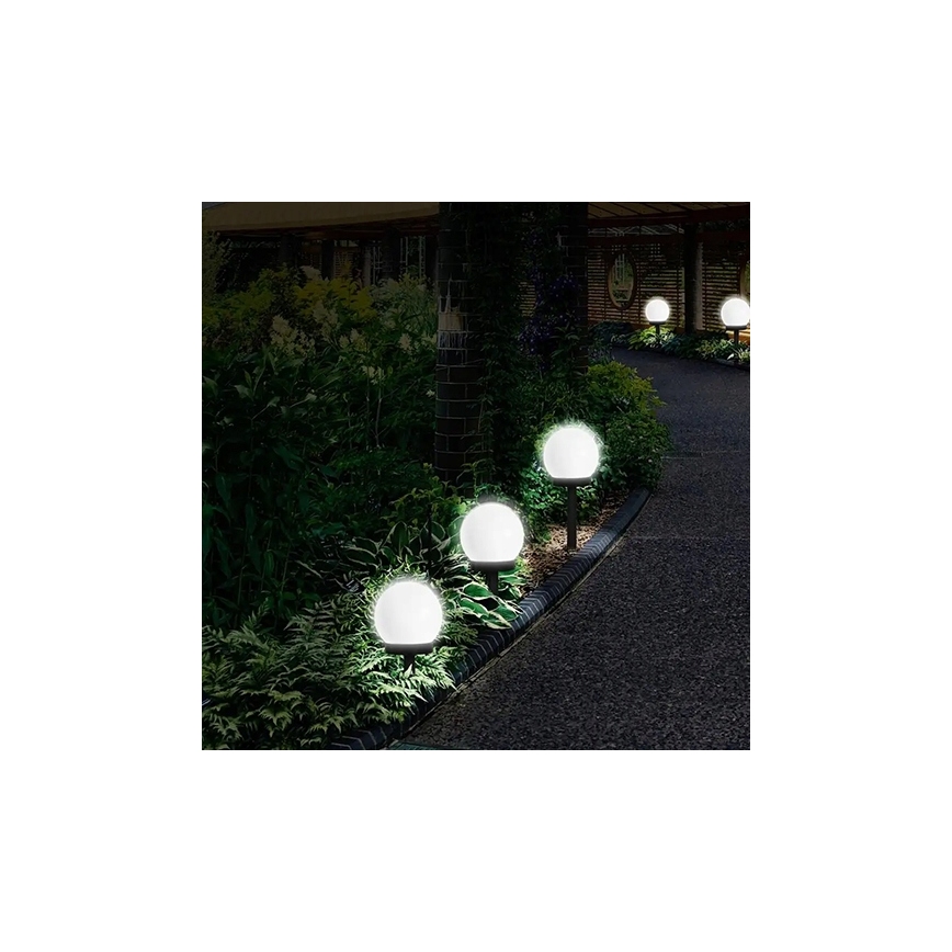 LED saulės lempa, 1,2 V, 6500 K, 200 mAh, skersmuo 10 cm, IP44, balta/juoda