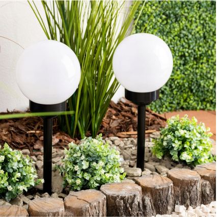 LED saulės lempa, 1,2 V, 6500 K, 200 mAh, skersmuo 10 cm, IP44, balta/juoda