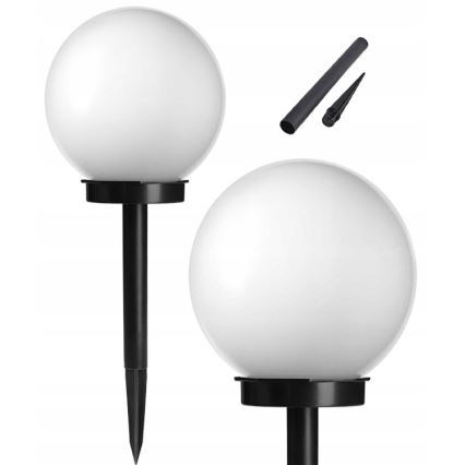 LED saulės lempa, 1,2 V, 6500 K, 200 mAh, skersmuo 10 cm, IP44, balta/juoda