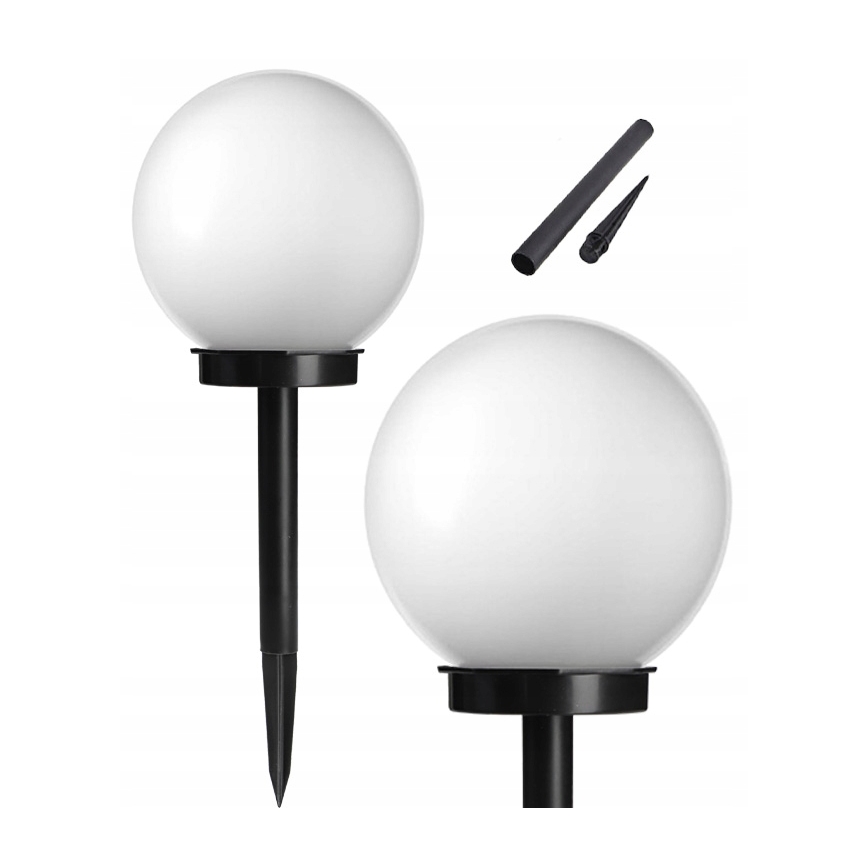 LED saulės lempa, 1,2 V, 6500 K, 200 mAh, skersmuo 10 cm, IP44, balta/juoda