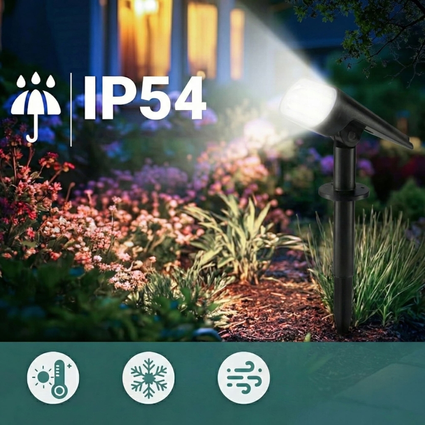 LED saulės lempa 2 viename LED/3,7V 1200 mAh IP54 juoda