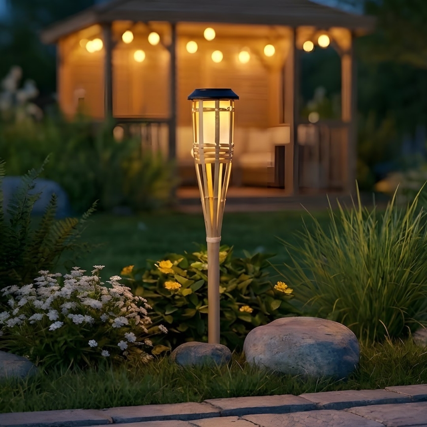 LED saulės lempa BAMBOO LED/1,2V 150 mAh 1800K 56 cm IP44 smėlinė