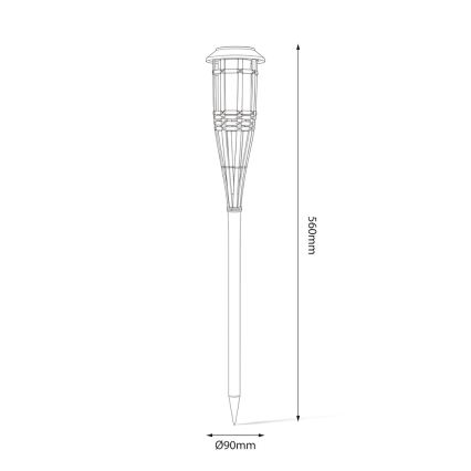 LED saulės lempa BAMBOO LED/1,2V 150 mAh 1800K 56 cm IP44 smėlinė