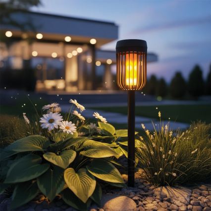 LED saulės lempa FLAME LED/1,2V 100 mAh 1800K 37 cm IP44 juoda