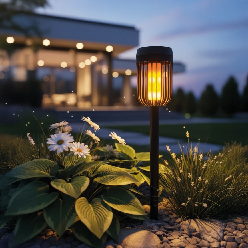 LED saulės lempa FLAME LED/1,2V 100 mAh 1800K 37 cm IP44 juoda