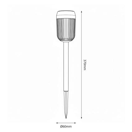 LED saulės lempa FLAME LED/1,2V 100 mAh 1800K 37 cm IP44 juoda