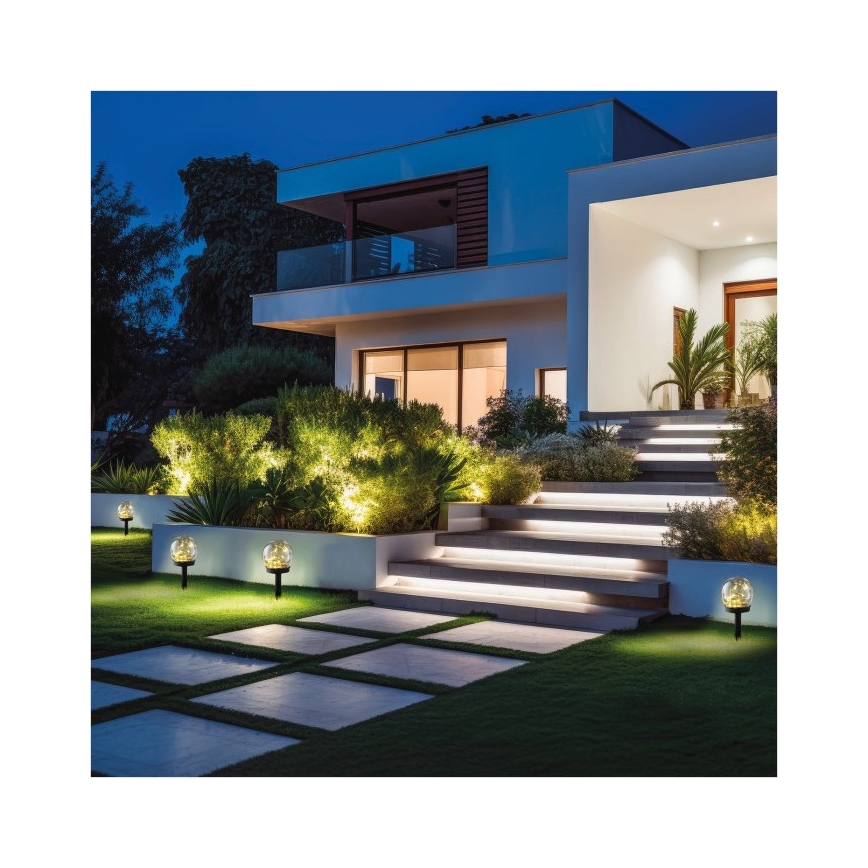 LED saulės lempa GLEAM LED/1,2V 3000K IP44 40 mAh skaidri/juoda