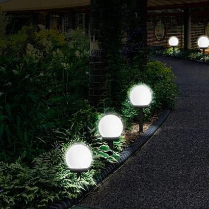 LED saulės lempa LED/1,2V 6500K 200 mAh skersmuo 20 cm IP44 balta/juoda