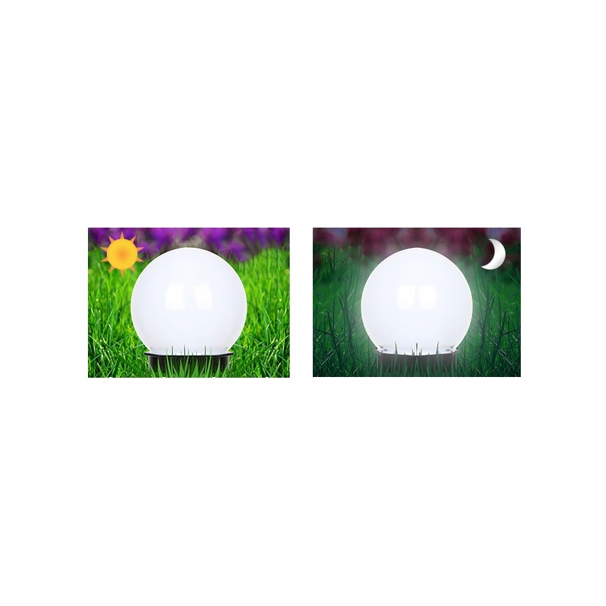 LED saulės lempa LED/1,2V 6500K 200 mAh skersmuo 20 cm IP44 balta/juoda