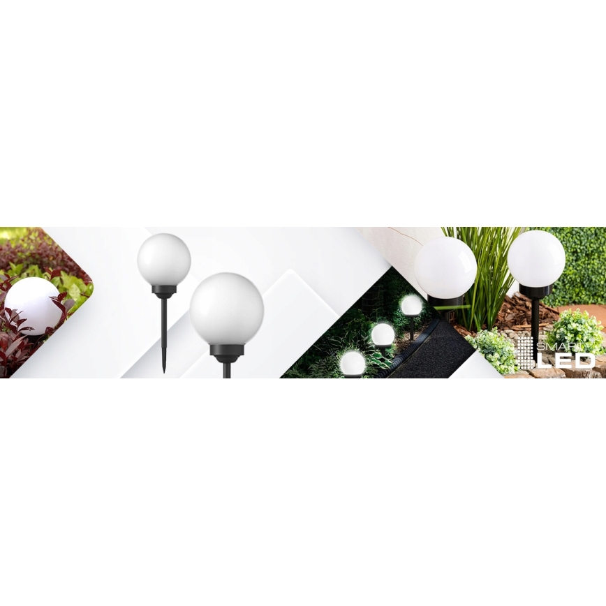 LED saulės lempa LED/1,2V 6500K 200 mAh skersmuo 20 cm IP44 balta/juoda