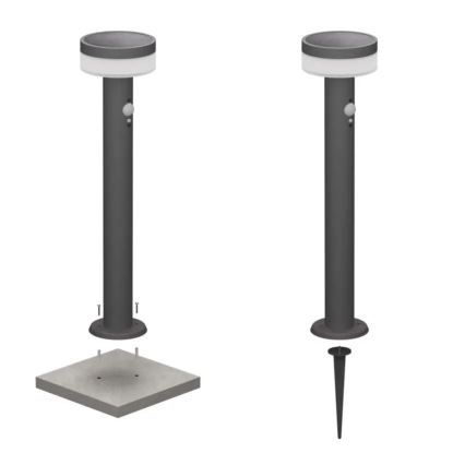LED saulės lempa su jutikliu LED/2W/3,7V 1200 mAh IP44 50 cm