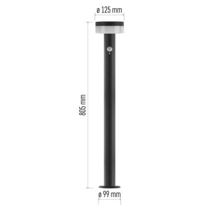 LED saulės lempa su jutikliu LED/2W/3,7V 1200 mAh IP44 80 cm