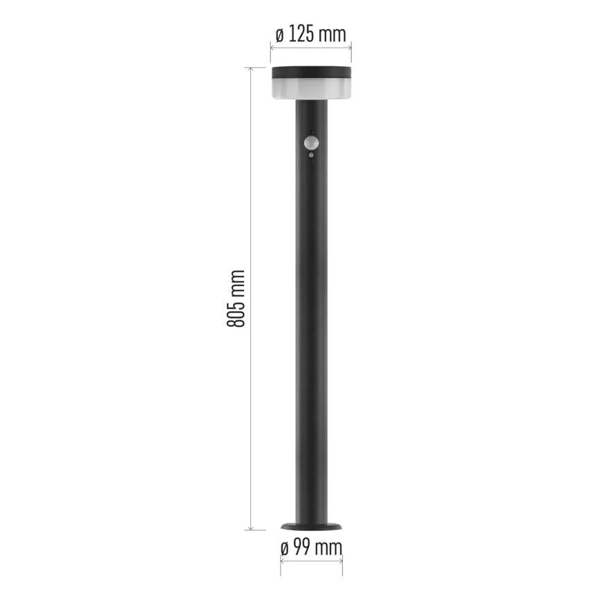 LED saulės lempa su jutikliu LED/2W/3,7V 1200 mAh IP44 80 cm