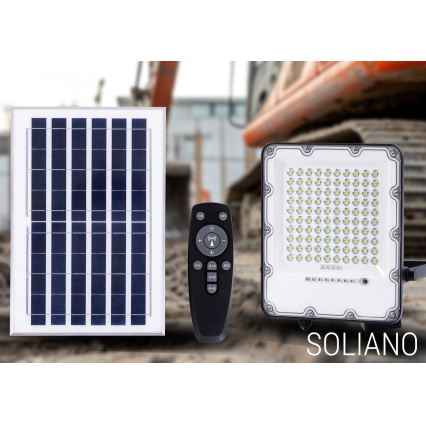 LED lauko prožektorius su reguliuojamu pritemdymu, saulės energija varomas, LED/100W/3,2V 4500K IP65, juodas + nuotolinio valdymo pultas