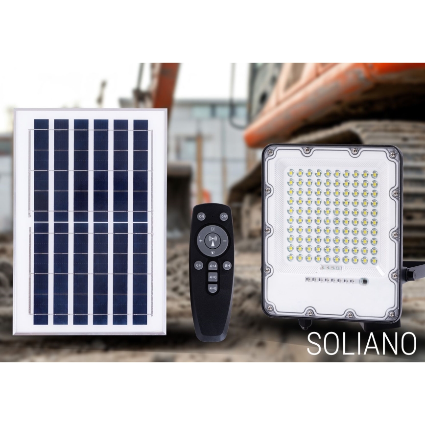 LED Lauko prožektorius su reguliuojamu pritemdymu, saulės energija varomas, LED/50W/3,2V 4500K IP65, juodas + nuotolinio valdymo pultas