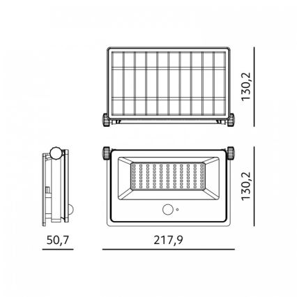 LED saulės prožektorius su jutikliu NCS G2 LED/30W/3,7V 3000/4000/6500K IP54 5200 mAh