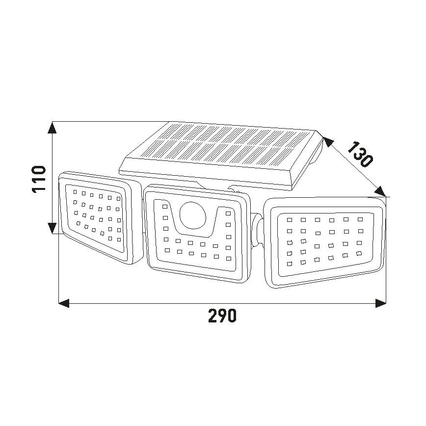 LED saulės prožektorius su jutikliu LED/14W/3,7V 1800 mAh IP44