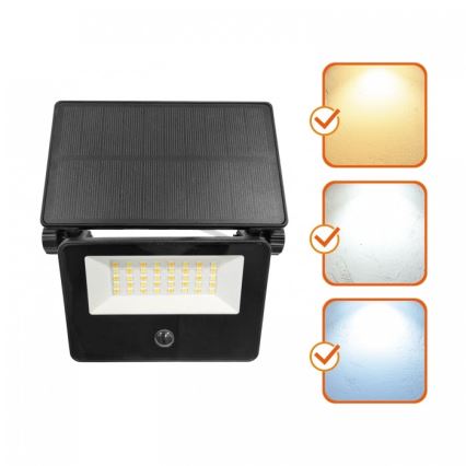 LED saulės reflektorius su jutikliu NCS G2 LED/20W/3,7V 3000/4000/6500K IP54 2600 mAh