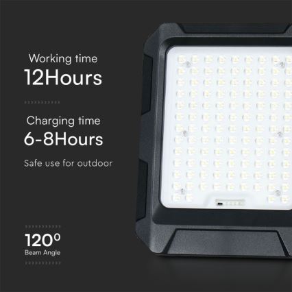 LED saulės prožektorius LED/15W/3,7V IP65 4000K 12000 mAh juodas + nuotolinio valdymo pultas