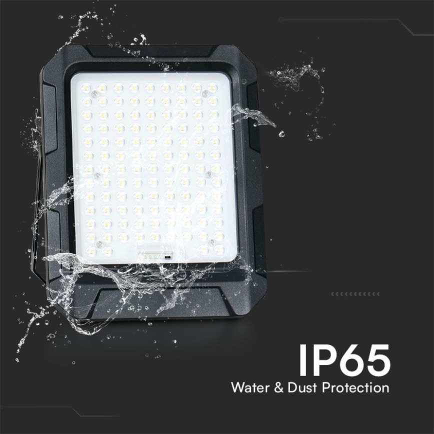 LED saulės prožektorius LED/15W/3,7V IP65 4000K 12000 mAh juodas + nuotolinio valdymo pultas