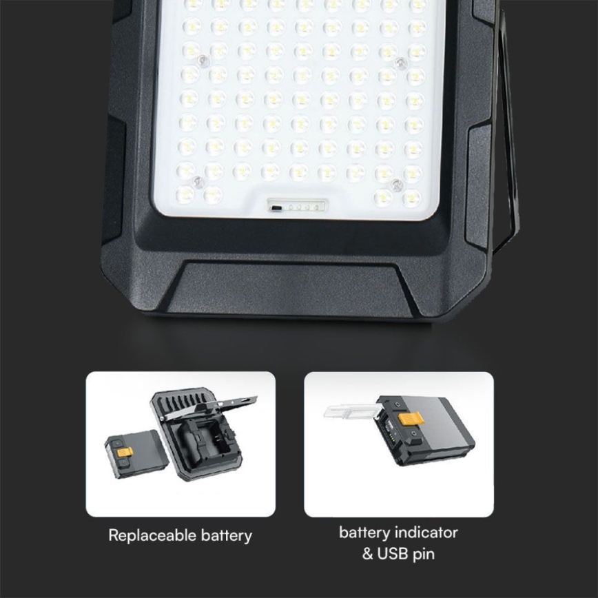 LED saulės prožektorius LED/15W/3,7V IP65 4000K 12000 mAh juodas + nuotolinio valdymo pultas