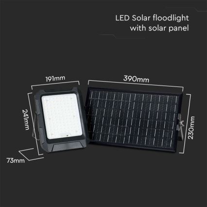 LED saulės prožektorius LED/15W/3,7V IP65 4000K 12000 mAh juodas + nuotolinio valdymo pultas
