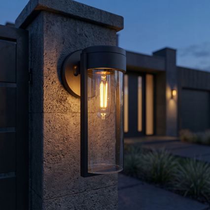 LED saulės sieninė lempa LED/1W/3,7V 500 mAh IP65 juoda