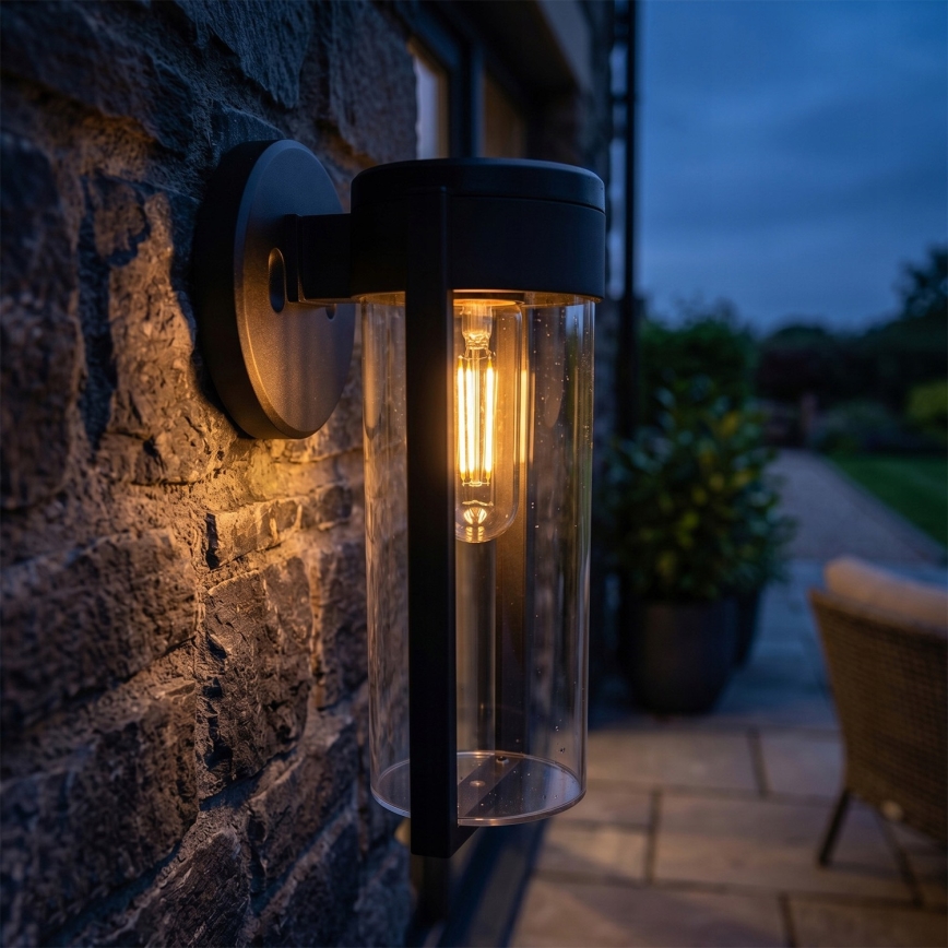 LED saulės sieninė lempa LED/1W/3,7V 500 mAh IP65 juoda