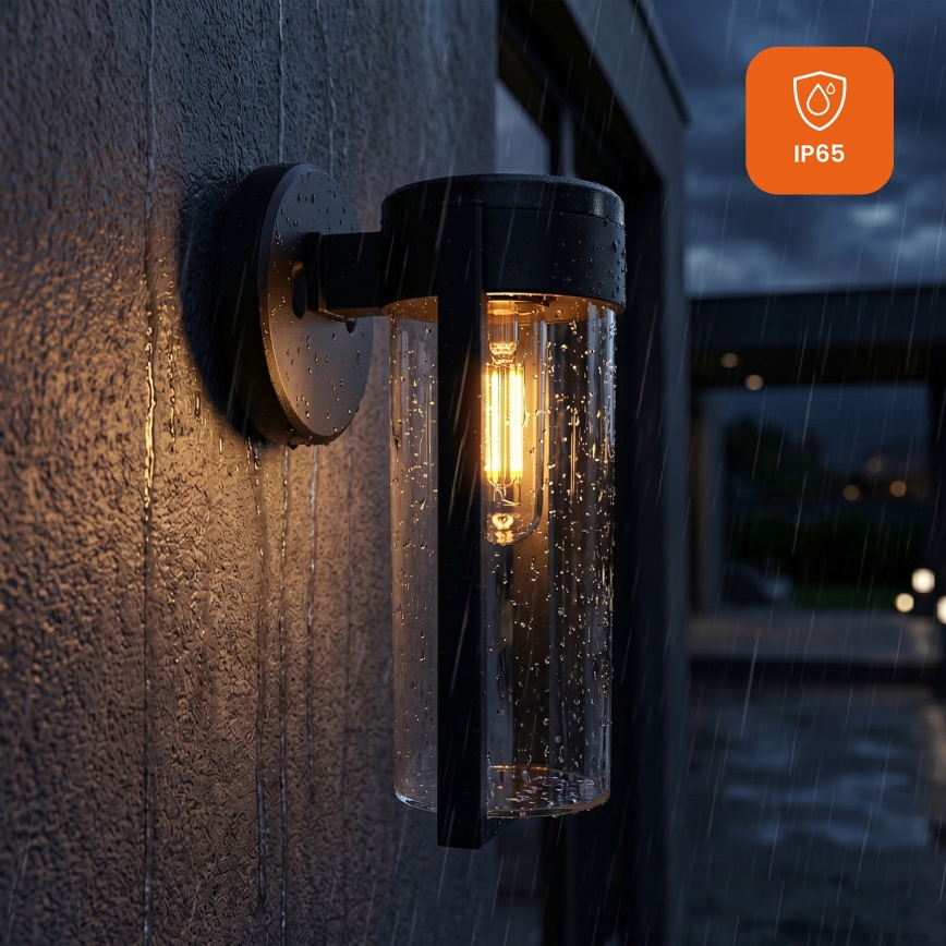 LED saulės sieninė lempa LED/1W/3,7V 500 mAh IP65 juoda