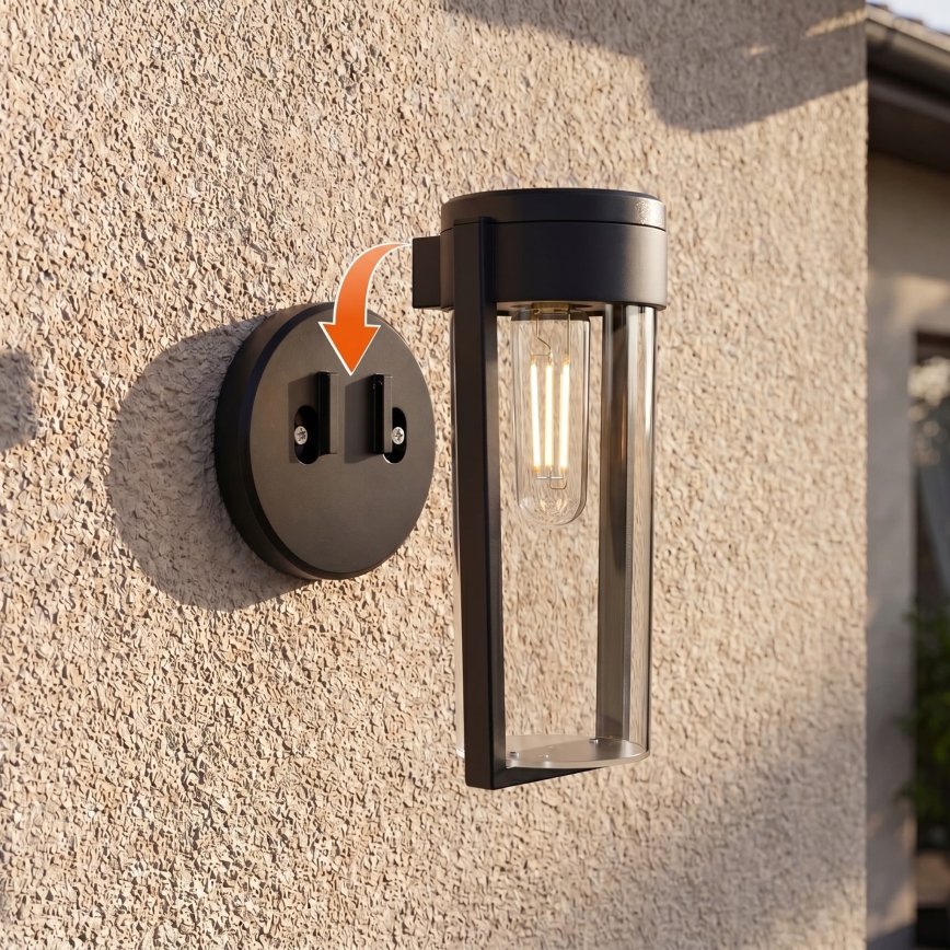 LED saulės sieninė lempa LED/1W/3,7V 500 mAh IP65 juoda