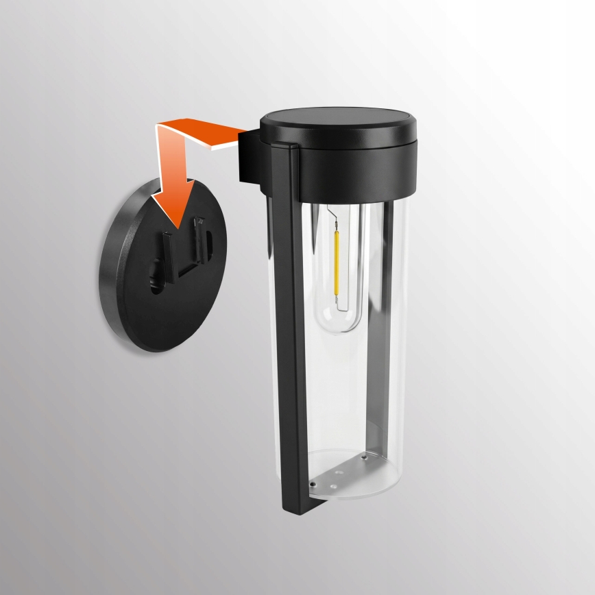 LED saulės sieninė lempa LED/1W/3,7V 500 mAh IP65 juoda