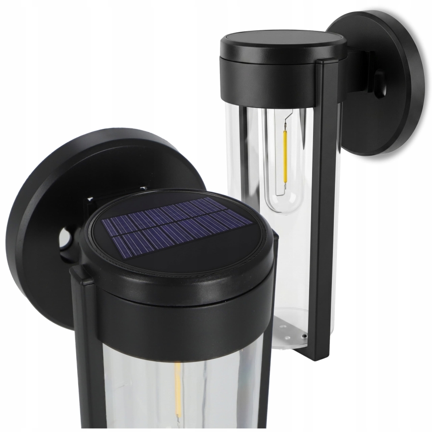 LED saulės sieninė lempa LED/1W/3,7V 500 mAh IP65 juoda