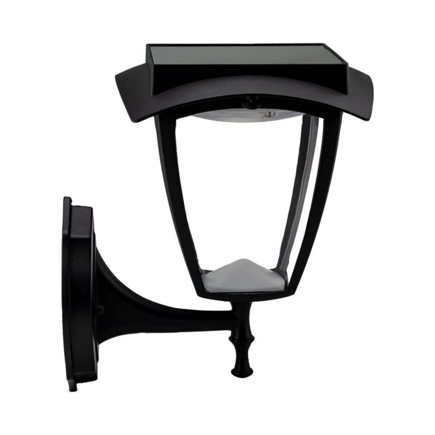 LED saulės sieninis šviestuvas LED/2W/3,7V 3000/6000K IP65 2200 mAh juoda
