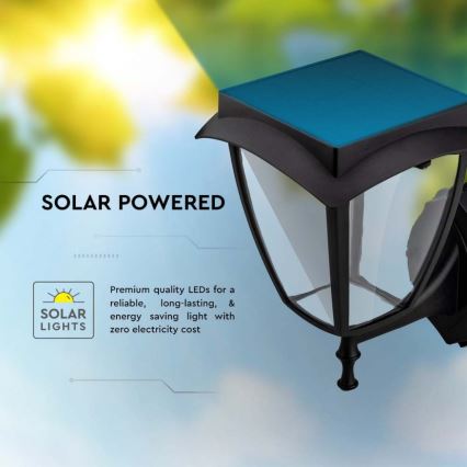 LED saulės sieninis šviestuvas LED/2W/3,7V 3000/6000K IP65 2200 mAh juoda