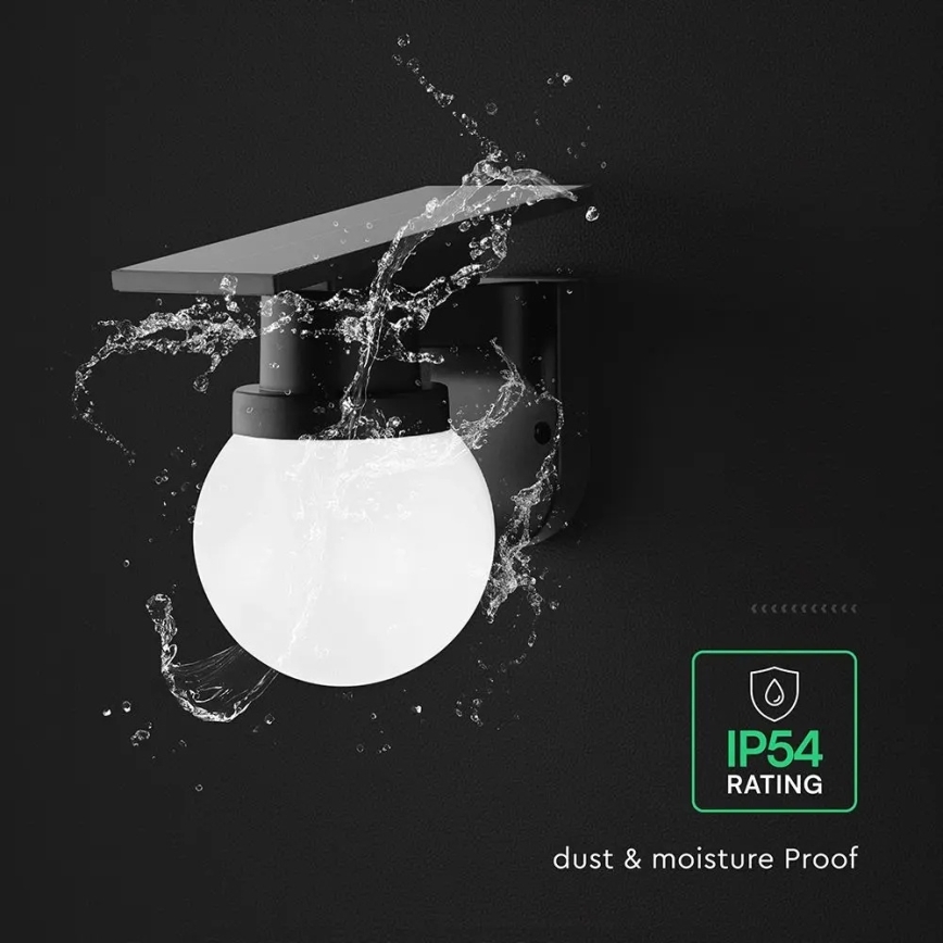 LED saulės sieninis šviestuvas LED/3,7V 3000/4000/6400K IP54 1800 mAh juodas + su nuotoliniu pultu