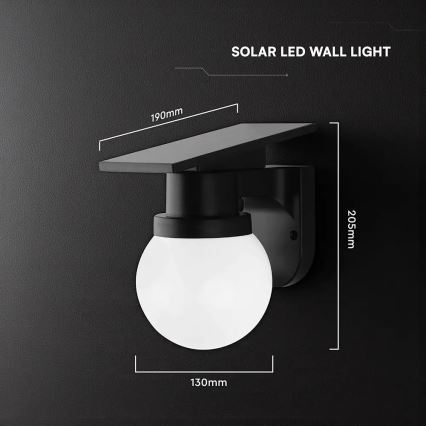 LED saulės sieninis šviestuvas LED/3,7V 3000/4000/6400K IP54 1800 mAh juodas + su nuotoliniu pultu