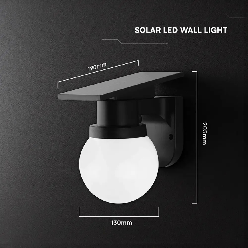 LED saulės sieninis šviestuvas LED/3,7V 3000/4000/6400K IP54 1800 mAh juodas + su nuotoliniu pultu