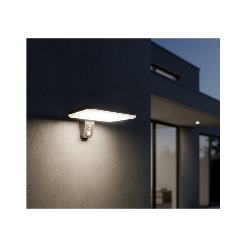 LED saulės sieninis šviestuvas su jutikliu PHOENIX LED/15W/3,2V 3000/4000K IP65 6000 mAh