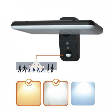 LED saulės sieninis šviestuvas su jutikliu PHOENIX LED/15W/3,2V 3000/4000K IP65 6000 mAh