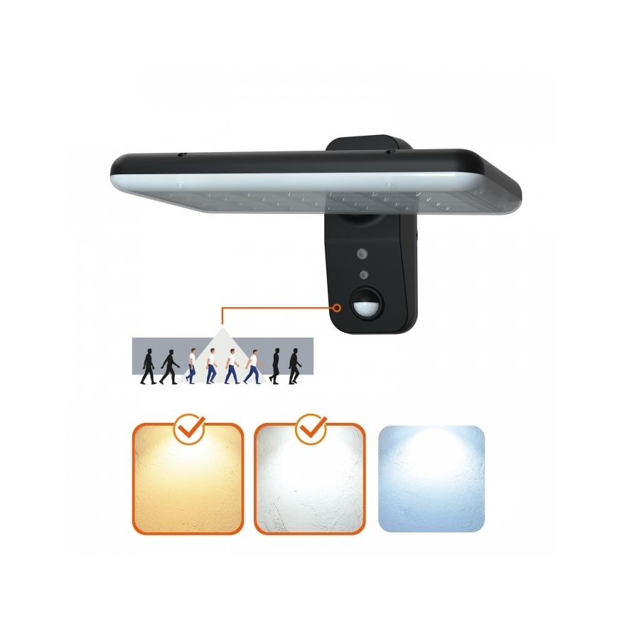 LED saulės sieninis šviestuvas su jutikliu PHOENIX LED/15W/3,2V 3000/4000K IP65 6000 mAh