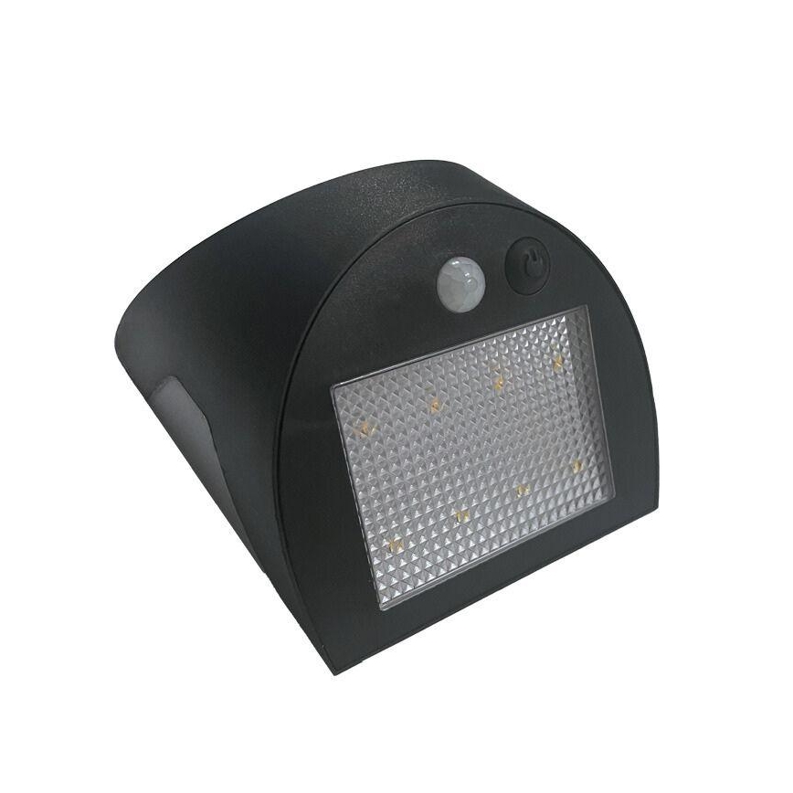 LED saulės sieninis šviestuvas su jutikliu LED/3W/3,7V 3000/4000K 1200 mAh IP54 juodas