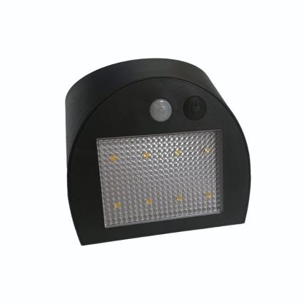 LED saulės sieninis šviestuvas su jutikliu LED/3W/3,7V 3000/4000K 1200 mAh IP54 juodas