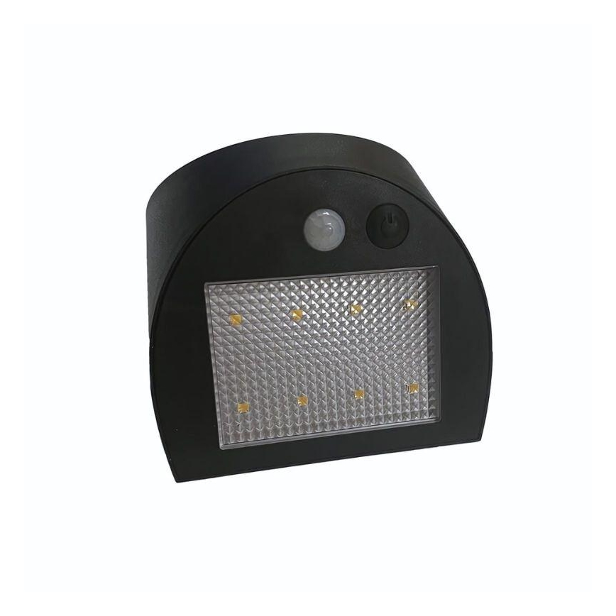 LED saulės sieninis šviestuvas su jutikliu LED/3W/3,7V 3000/4000K 1200 mAh IP54 juodas