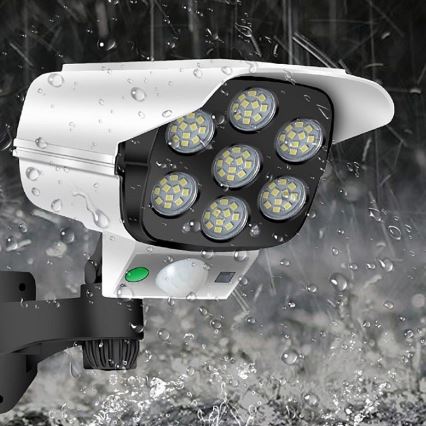 LED saulės energija maitinama saugumo kameros imitacija su jutikliu KAMERA LED/1W/3,7V 1200 mAh IP44 + nuotolinio valdymo pultas