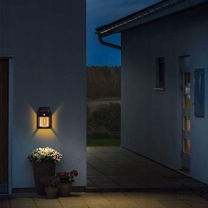 LED saulės sieninis šviestuvas su jutikliu LED/3,7V 600 mAh IP44 juodas