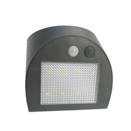 LED saulės sieninis šviestuvas su jutikliu LED/3W/3,7V 3000/4000K 1200 mAh IP54 antracitas